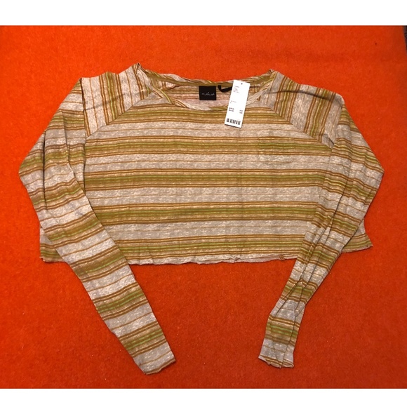 UO Out From Under stripe cropped long sleeve tee NWT - Picture 2 of 6